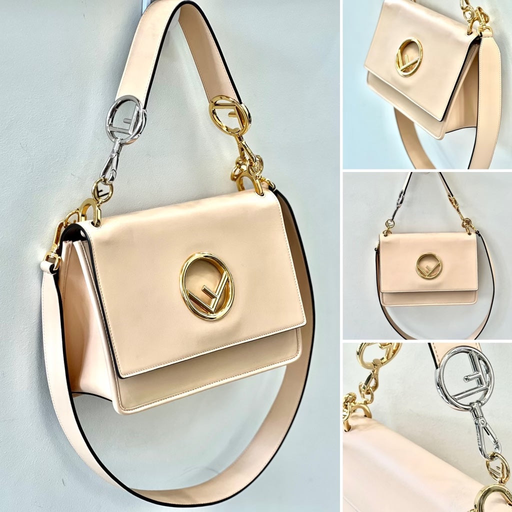 FENDI KAN I SMALL CALFSKIN LEATHER SHOULDER BAG