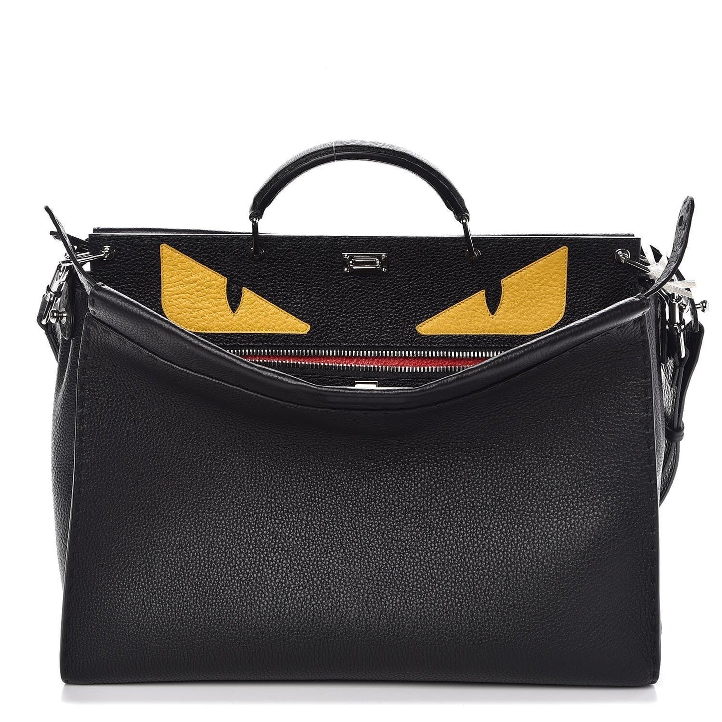 FENDI LARGE SELLERIA MONSTER PEEKABOO CALFSKIN LEATHER BAG
