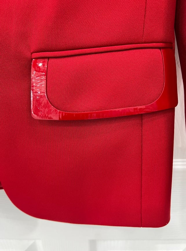 FENDI LEATHER TRIMMED JERSEY BLAZER