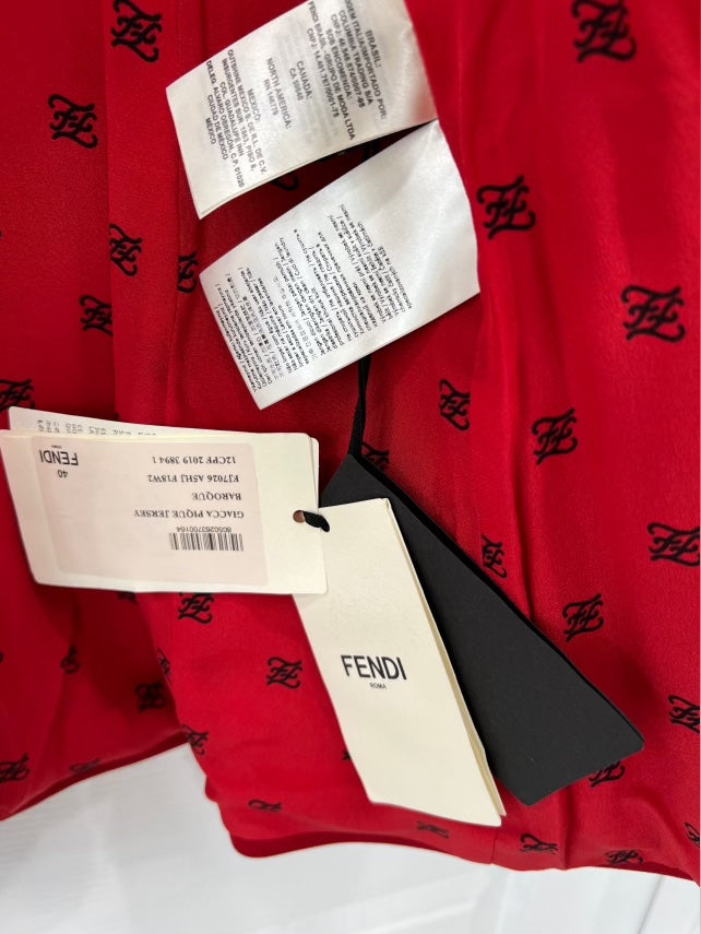 FENDI LEATHER TRIMMED JERSEY BLAZER
