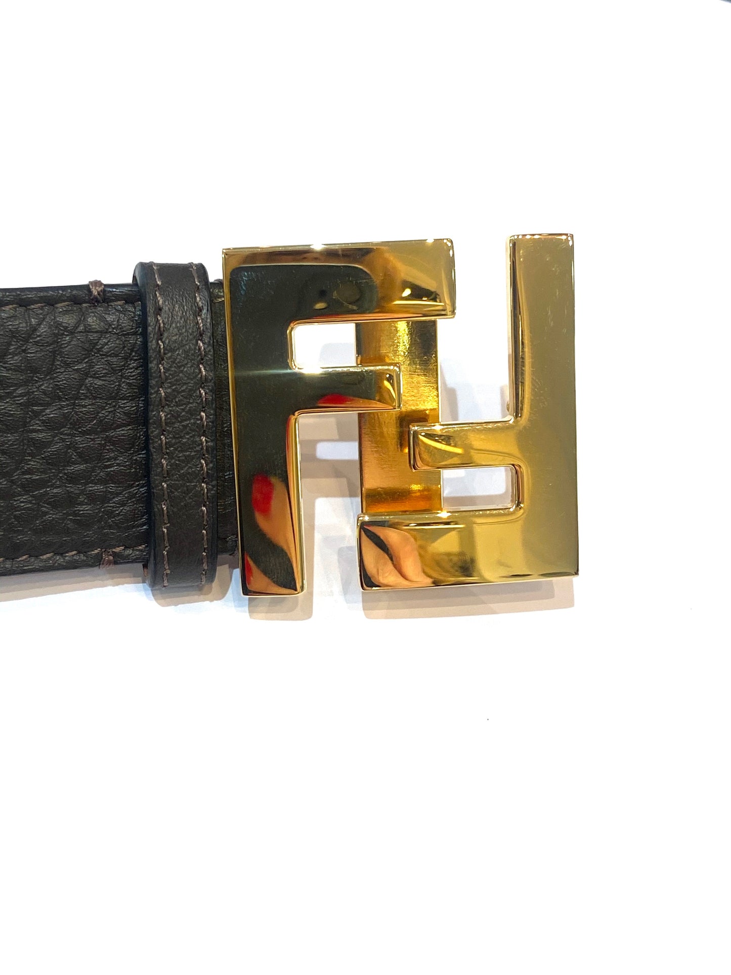 FENDI FF LOGO BUCKLE LEATHER BELT