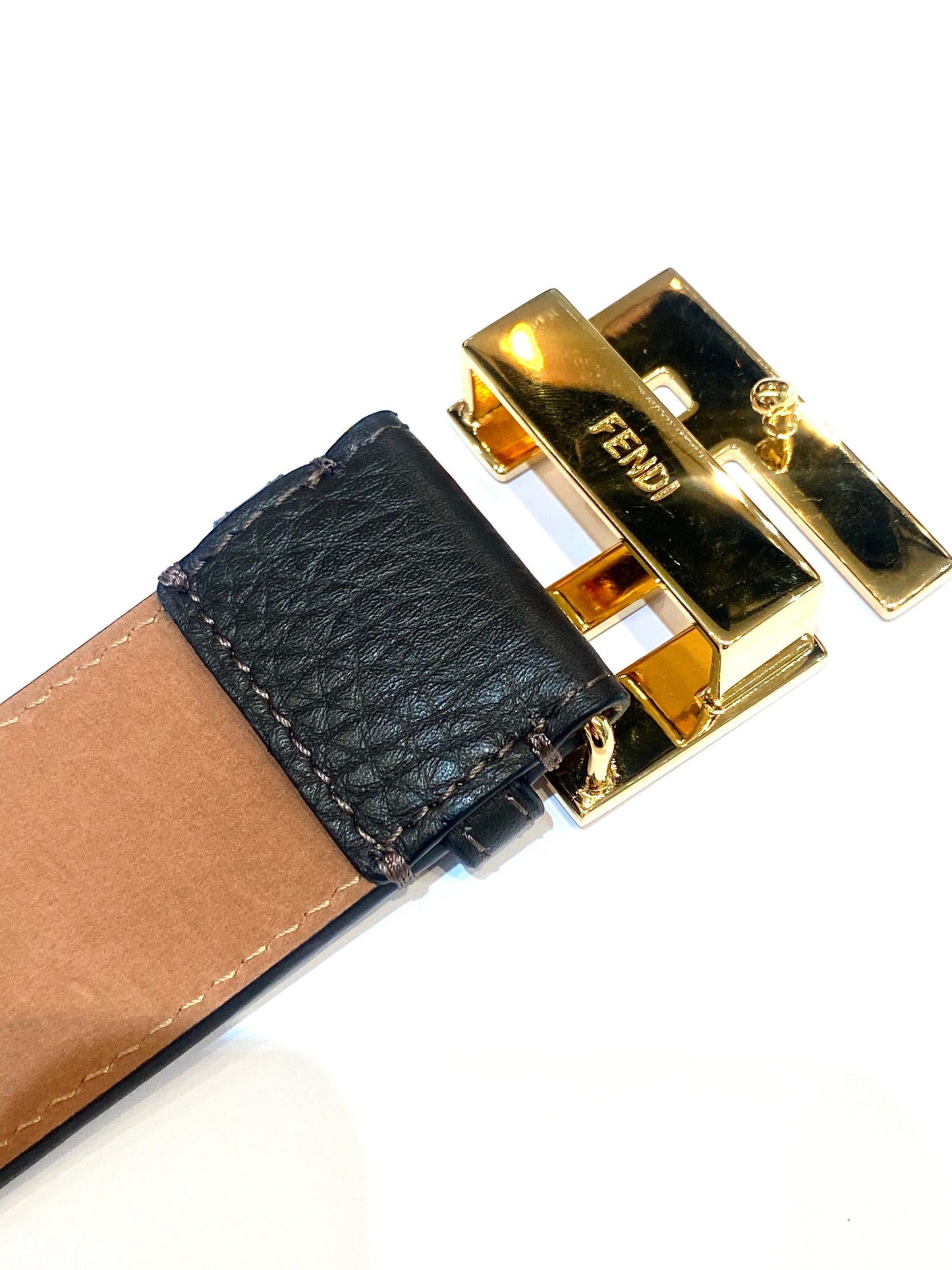 FENDI FF LOGO BUCKLE LEATHER BELT