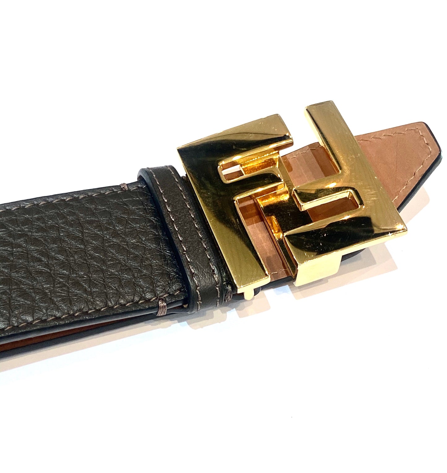 FENDI FF LOGO BUCKLE LEATHER BELT