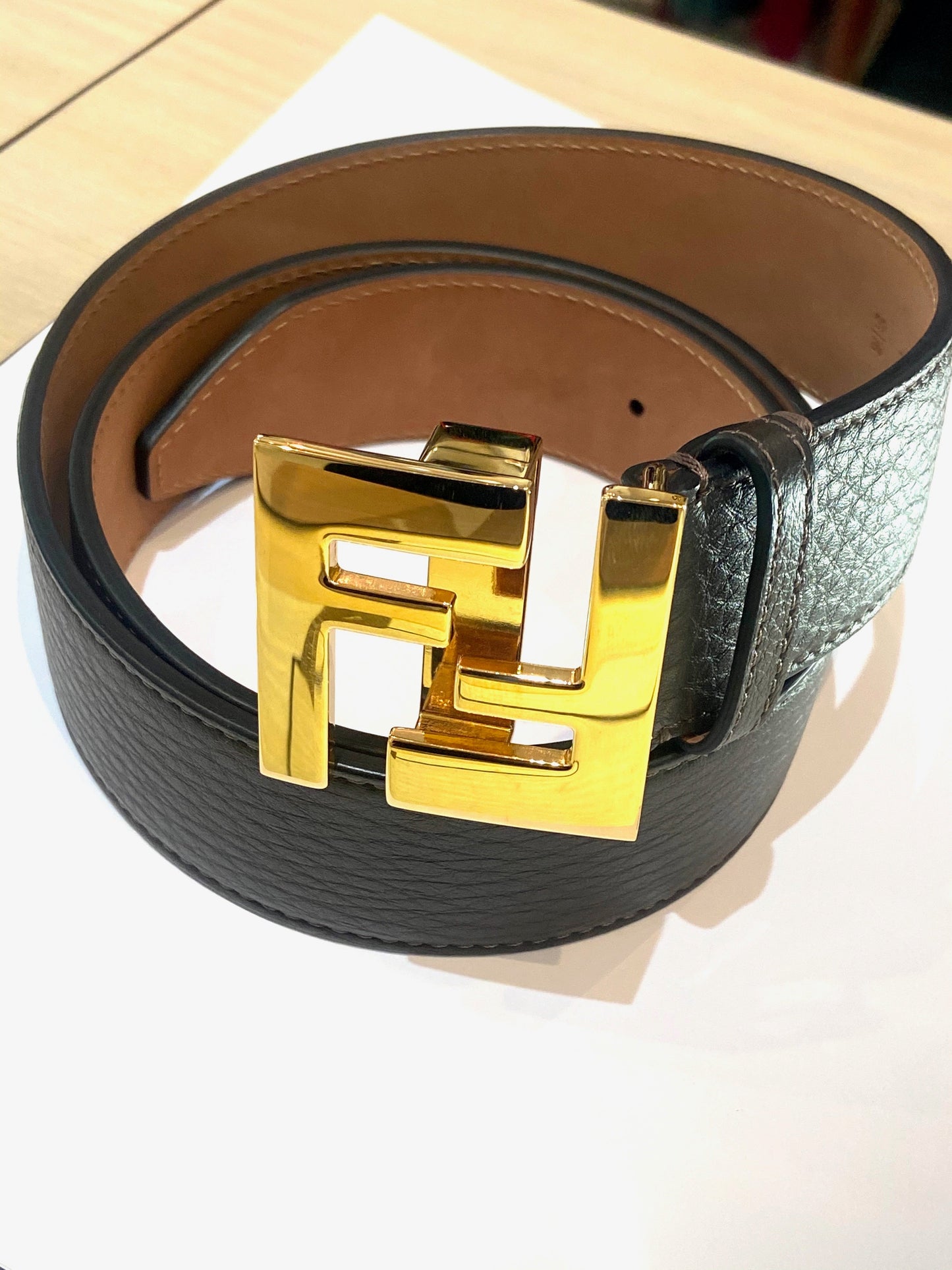 FENDI FF LOGO BUCKLE LEATHER BELT