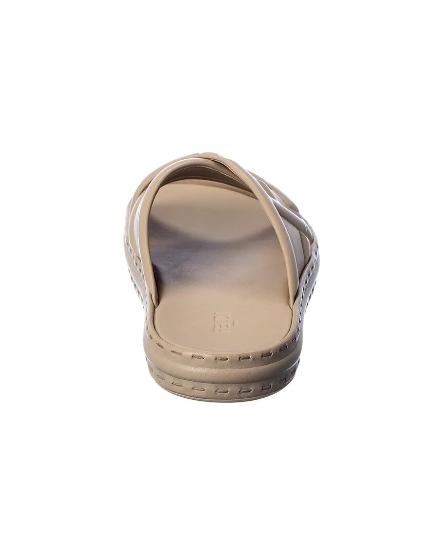 FENDI LOGO LEATHER PLATFORM SANDALS