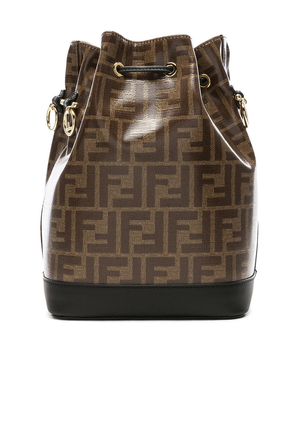 FENDI FF LOGO PRINT EMBLEM MON TRESOR BUCKET BAG