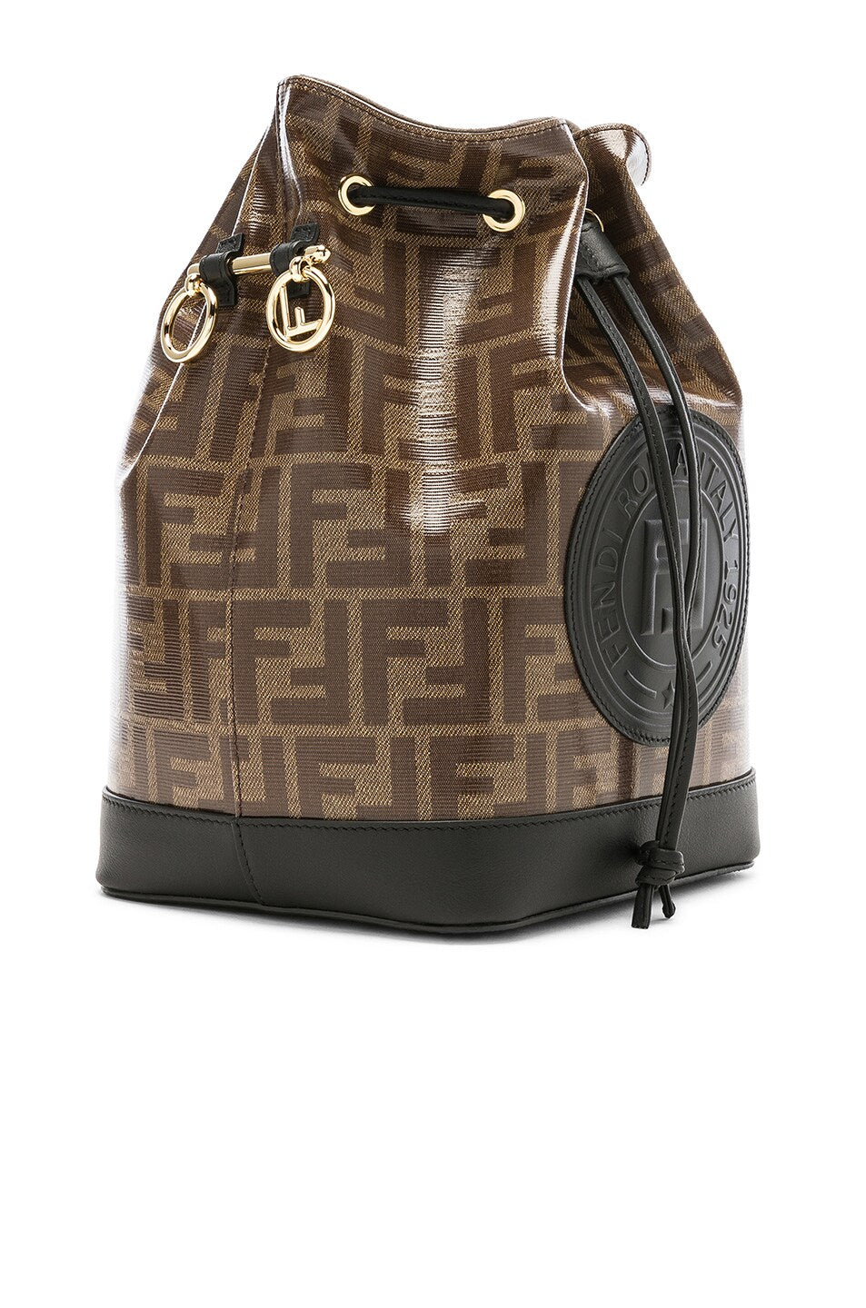 FENDI FF LOGO PRINT EMBLEM MON TRESOR BUCKET BAG