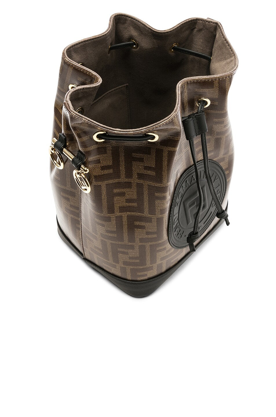 FENDI FF LOGO PRINT EMBLEM MON TRESOR BUCKET BAG