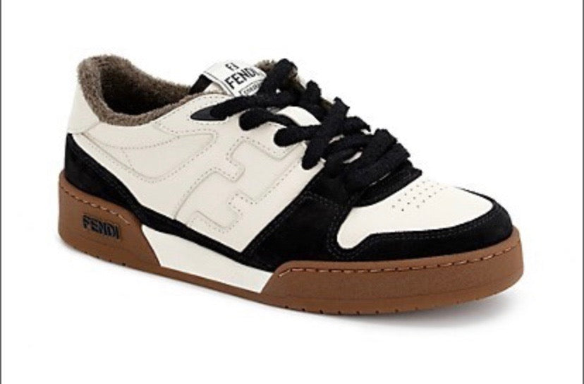 FENDI MATCH LOW-TOP LEATHER SNEAKERS