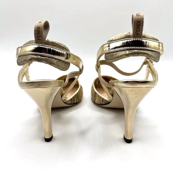 FENDI METALLIC GOLD COLIBRI SANDALS