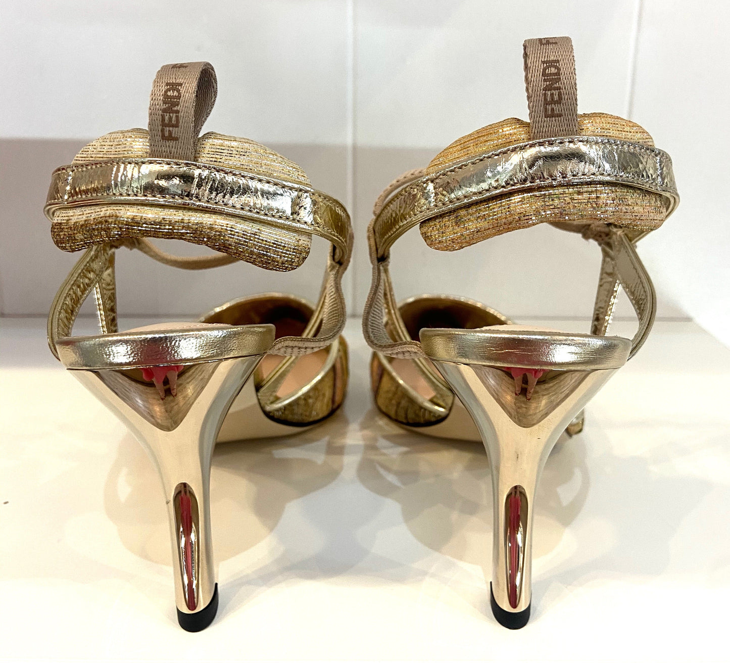 FENDI METALLIC GOLD COLIBRI SANDALS