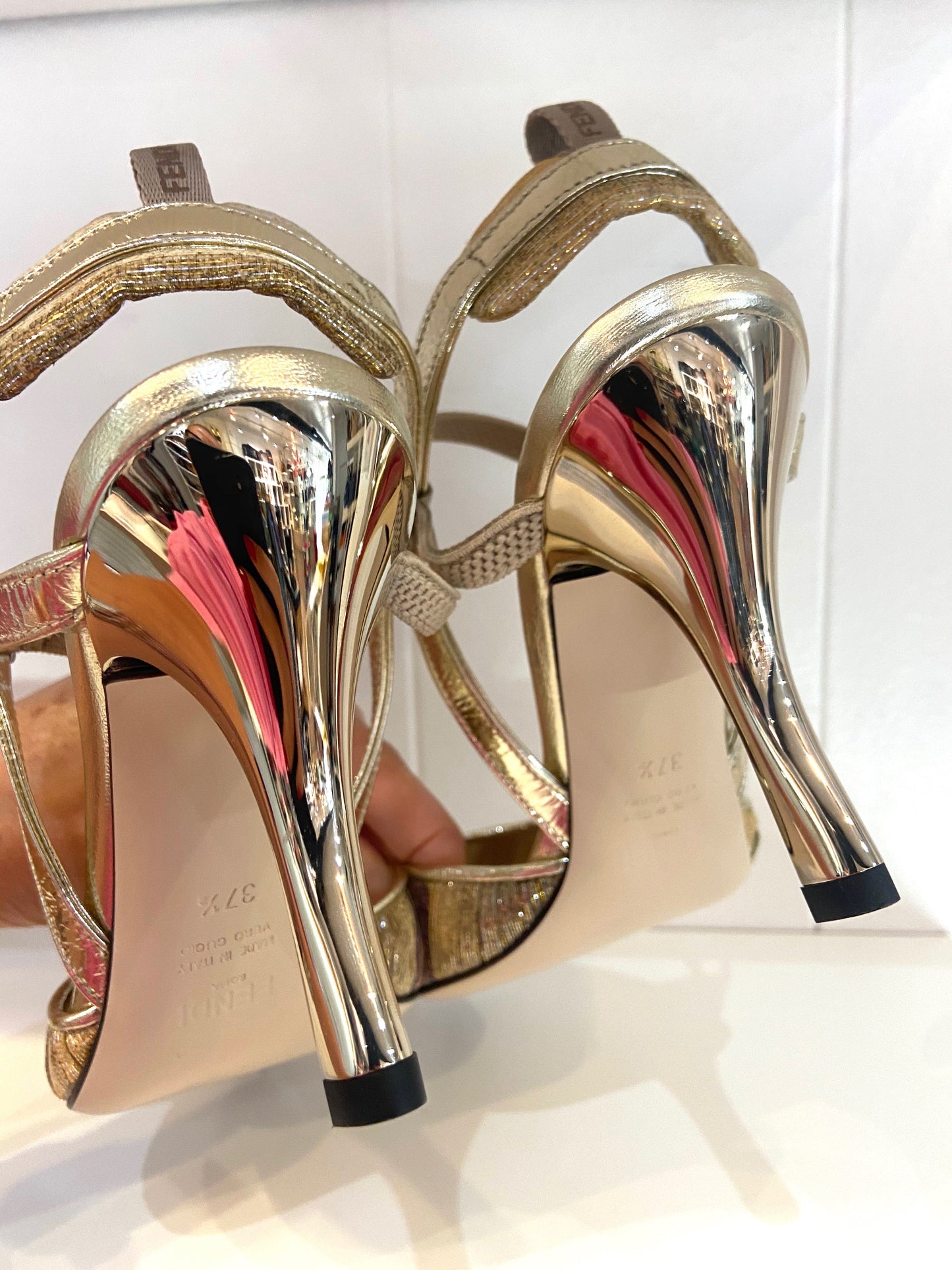 FENDI METALLIC GOLD COLIBRI SANDALS