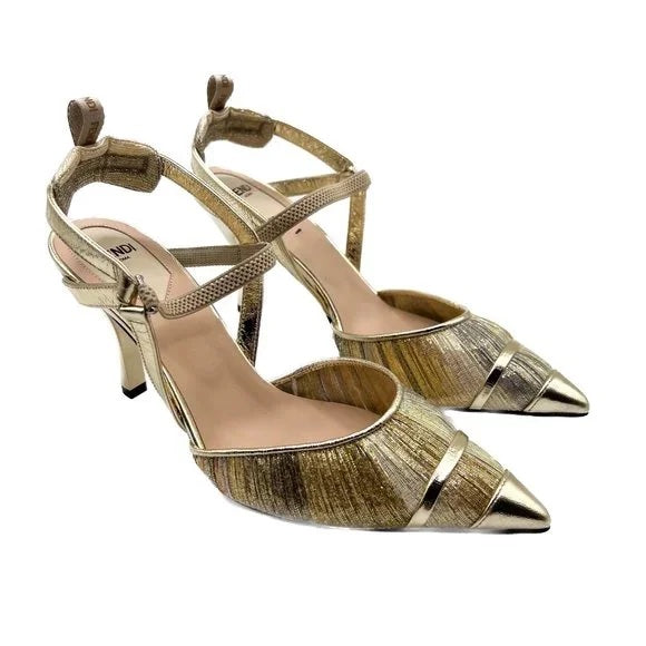 FENDI METALLIC GOLD COLIBRI SANDALS