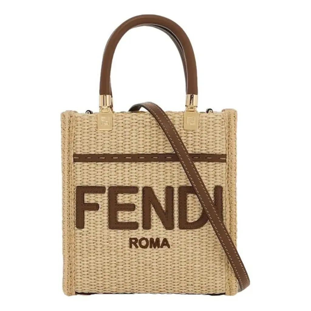 FENDI MINI SUNSHINE RAFFIA TOTE BAG