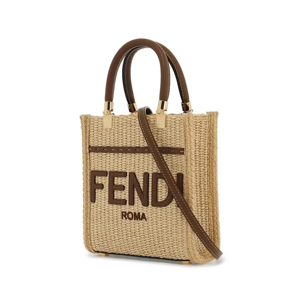 FENDI MINI SUNSHINE RAFFIA TOTE BAG