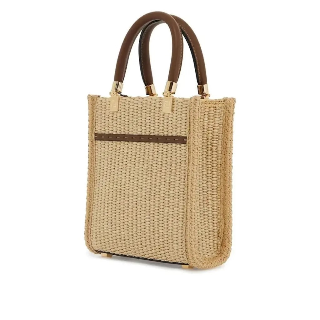 FENDI MINI SUNSHINE RAFFIA TOTE BAG