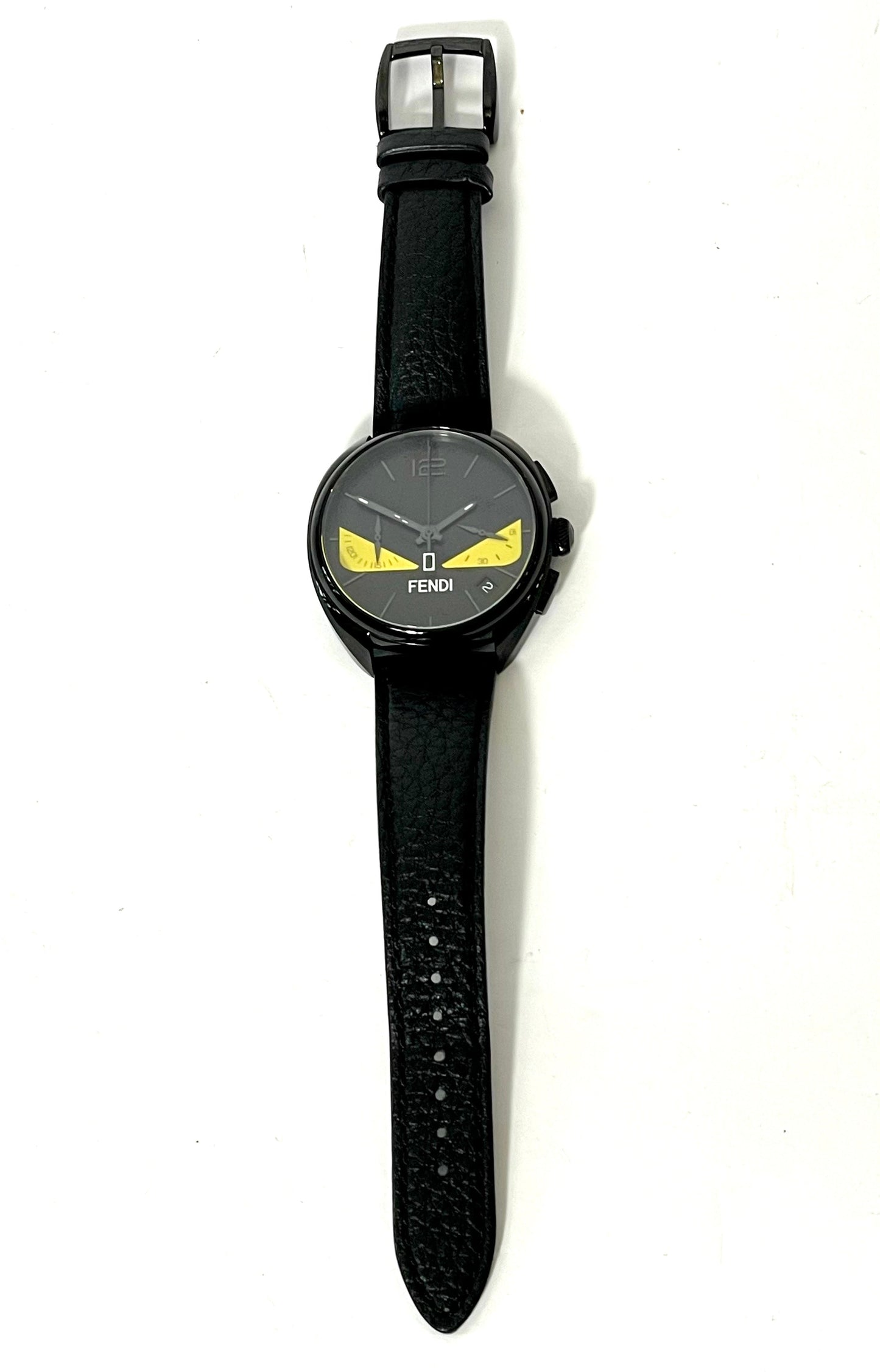 FENDI MOMENTO FENDI BUGS LEATHER STRAP WATCH