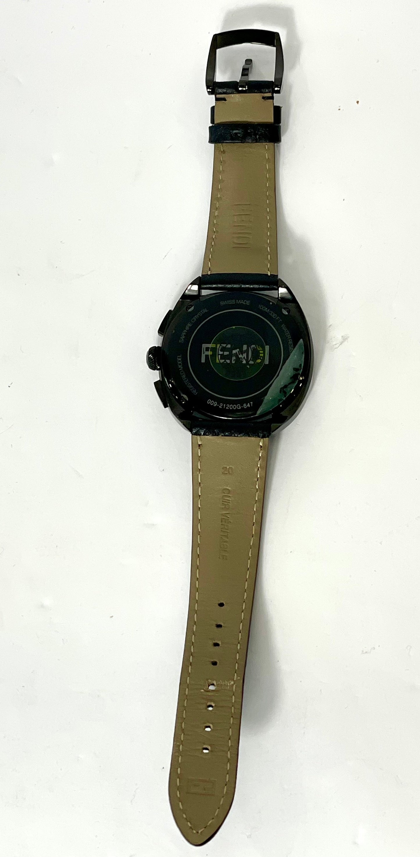 FENDI MOMENTO FENDI BUGS LEATHER STRAP WATCH