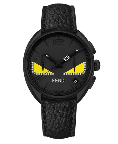 FENDI MOMENTO FENDI BUGS LEATHER STRAP WATCH