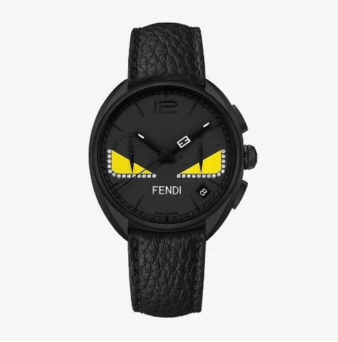 FENDI MOMENTO FENDI BUGS LEATHER STRAP WATCH