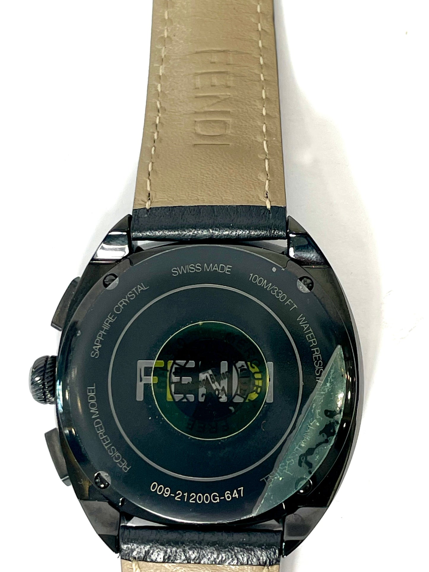 FENDI MOMENTO FENDI BUGS LEATHER STRAP WATCH