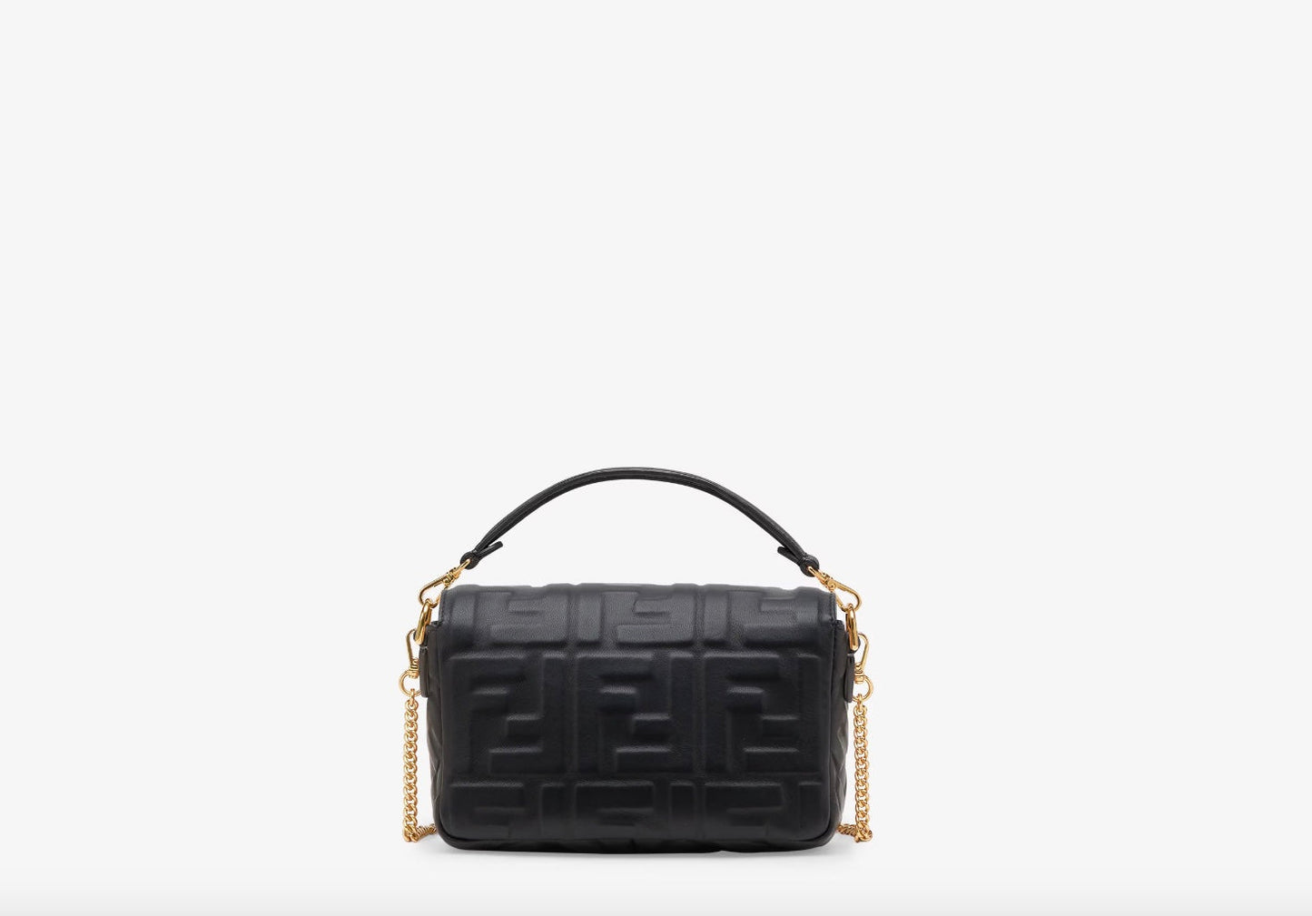 FENDI FF 1974 EMBOSSED NAPPA LEATHER MINI BAGUETTE BAG