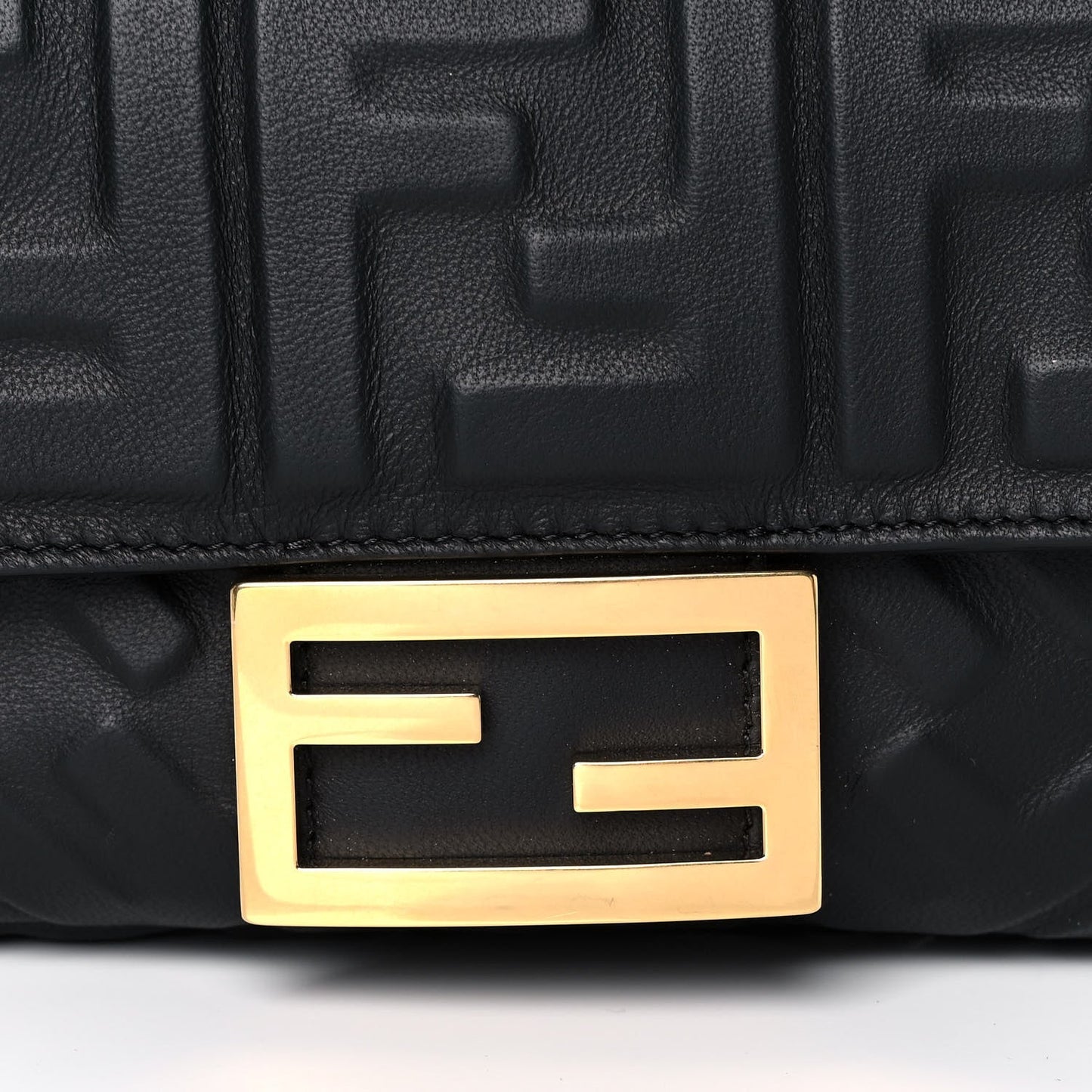 FENDI FF 1974 EMBOSSED NAPPA LEATHER MINI BAGUETTE BAG