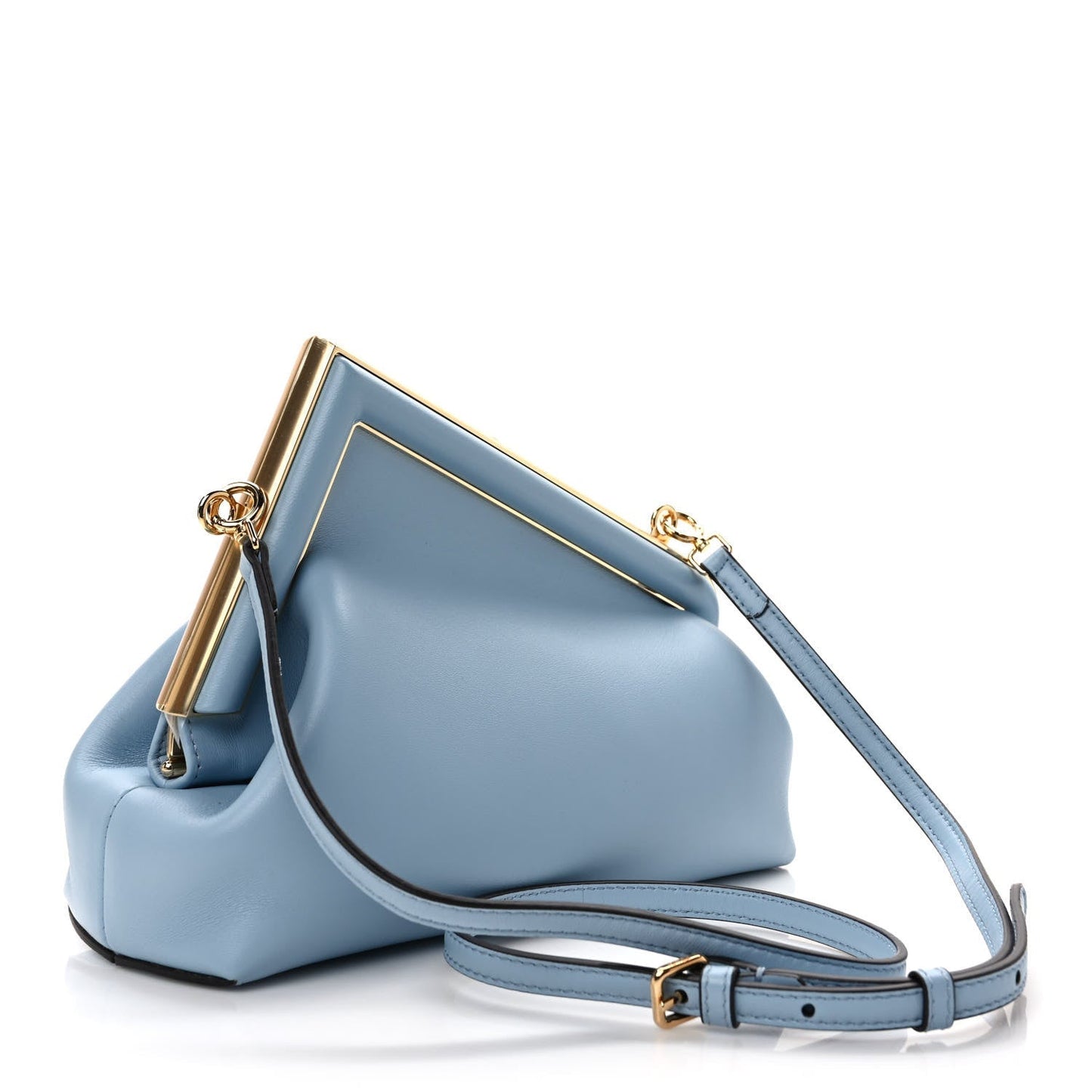 FENDI MEDIUM FENDI FIRST NAPPA LEATHER BAG AZZURO BABY BLUE