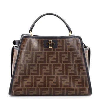 FENDI FF 1974 PEEKABOO DEFENDER GLAZED CANVAS & LEATHER MINI SATCHEL