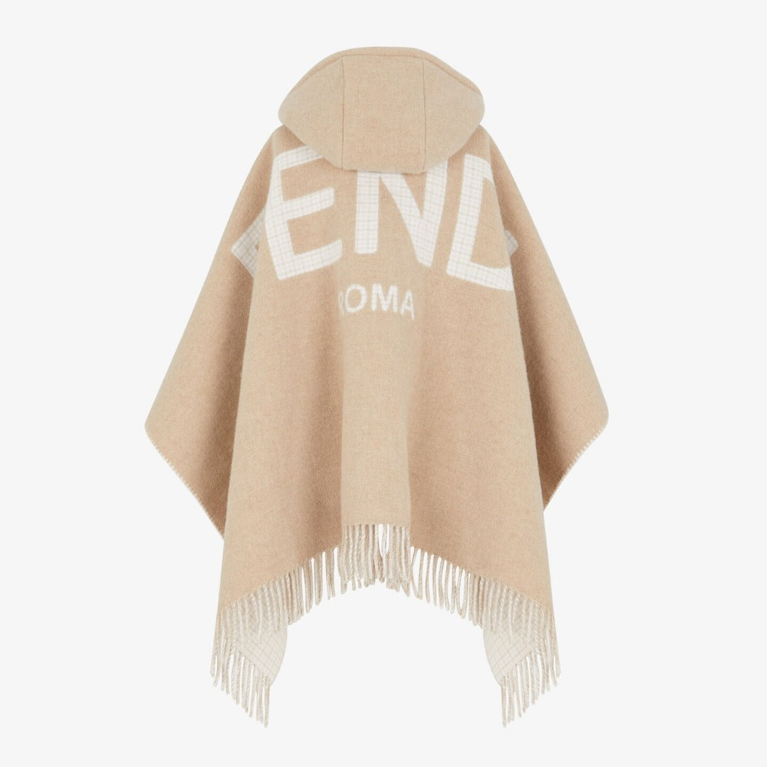 FENDI ROMA BEIGE WOOL & CASHMERE PONCHO