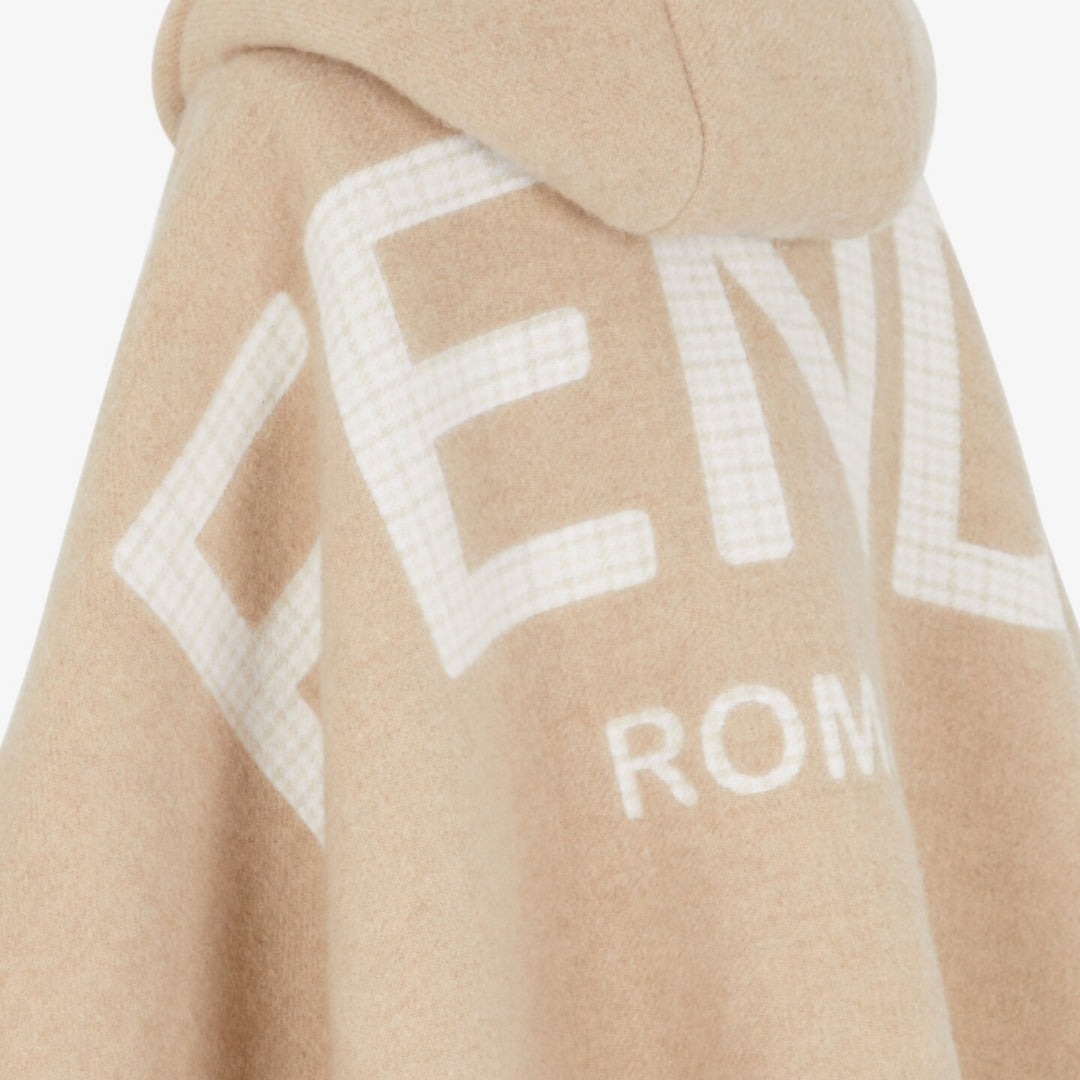 FENDI ROMA BEIGE WOOL & CASHMERE PONCHO