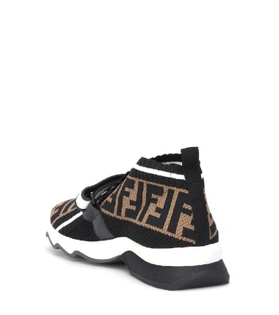 FENDI ROCKOKO LOGO JACQUARD STRETCH KNIT SNEAKERS