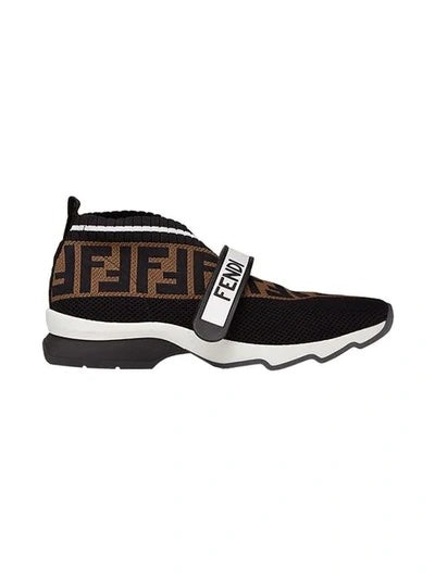 FENDI ROCKOKO LOGO JACQUARD STRETCH KNIT SNEAKERS