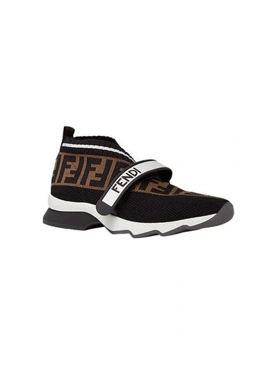 FENDI ROCKOKO LOGO JACQUARD STRETCH KNIT SNEAKERS