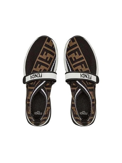 FENDI ROCKOKO LOGO JACQUARD STRETCH KNIT SNEAKERS