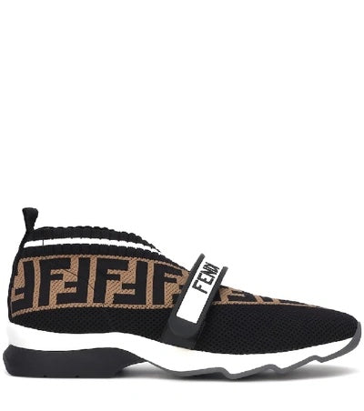 FENDI ROCKOKO LOGO JACQUARD STRETCH KNIT SNEAKERS
