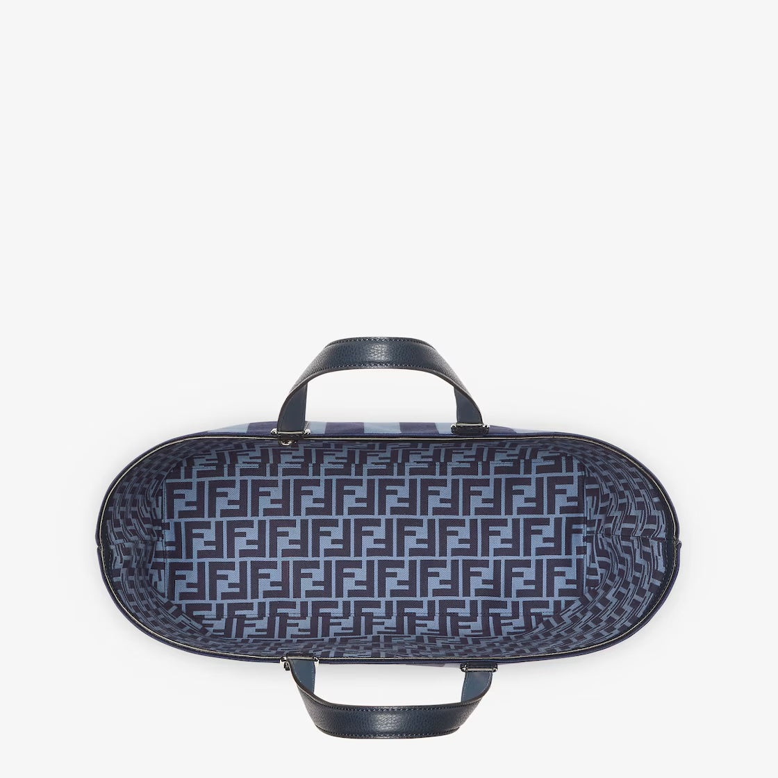 FENDI  BLUE PEQUIN JACQUARD SIGNATURE SHOPPER TOTE BAG