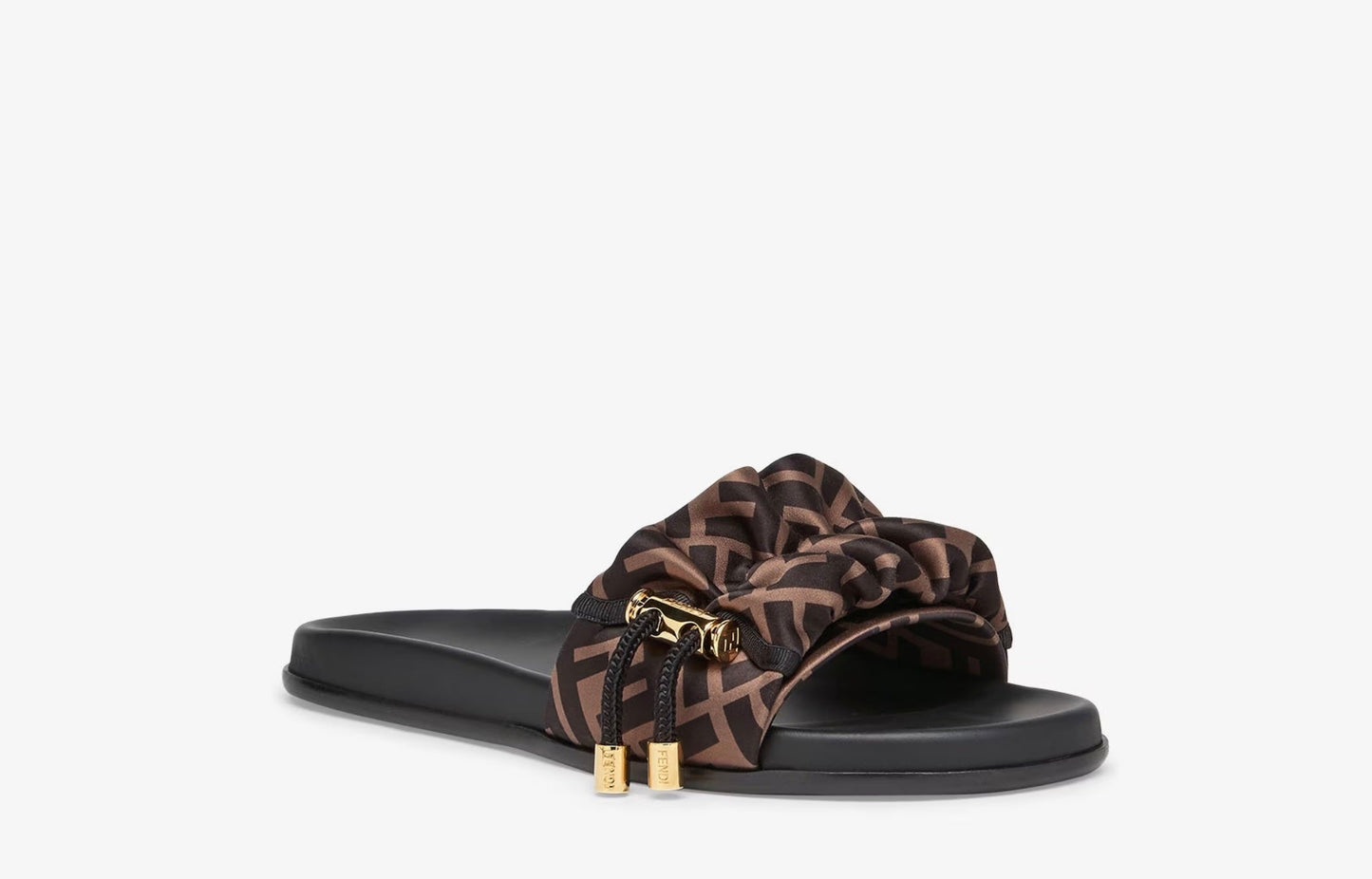 FENDI FF PRINTED SATIN SLIDES