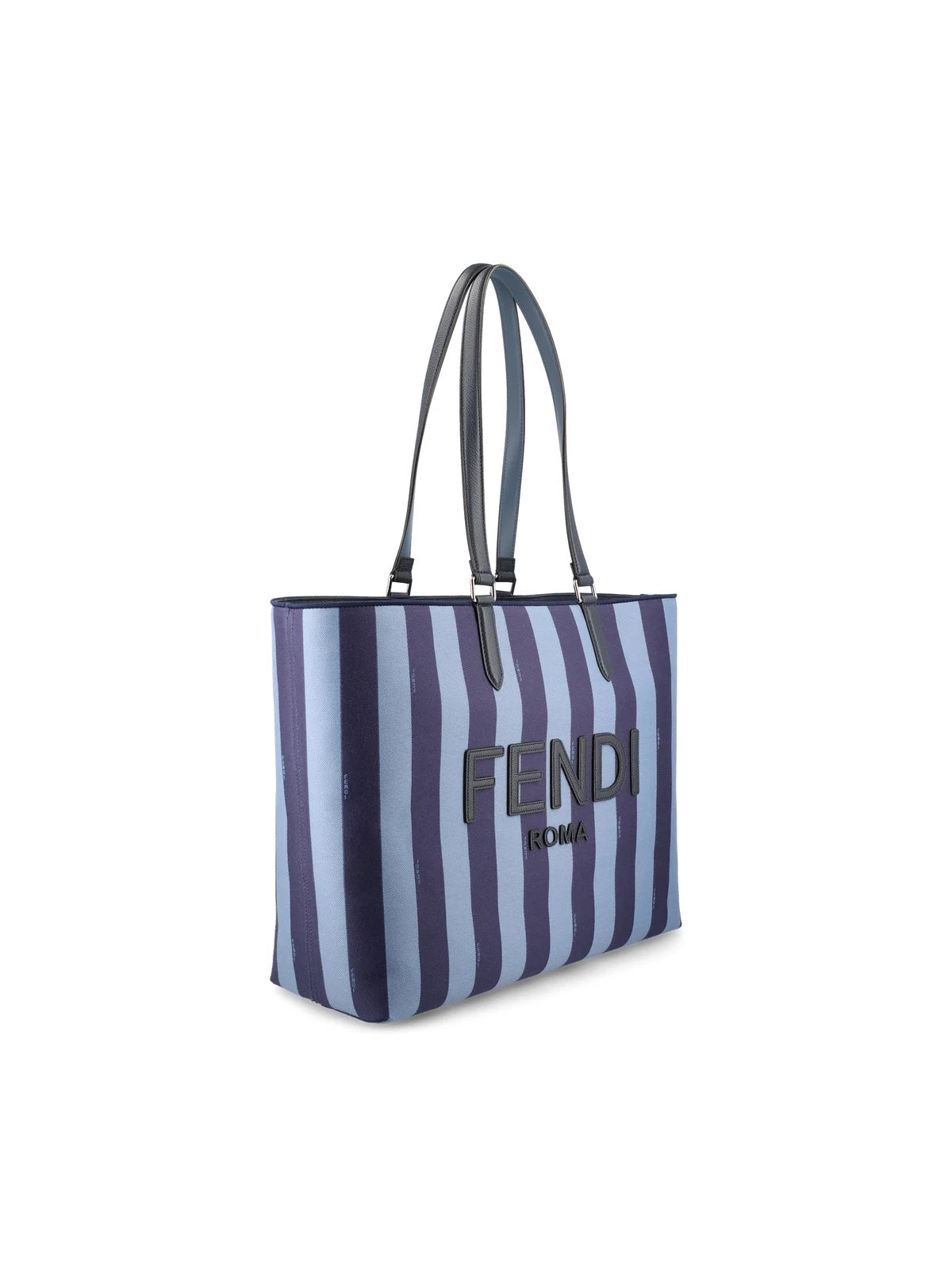 FENDI  BLUE PEQUIN JACQUARD SIGNATURE SHOPPER TOTE BAG
