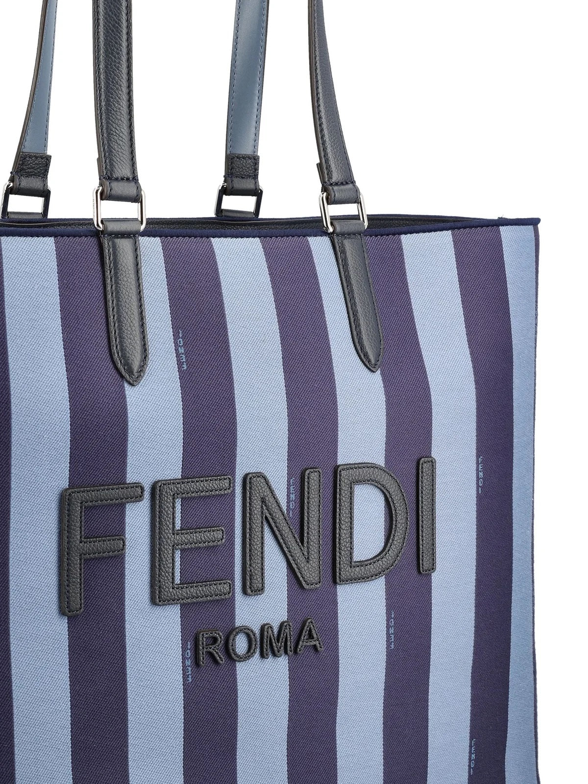 FENDI  BLUE PEQUIN JACQUARD SIGNATURE SHOPPER TOTE BAG