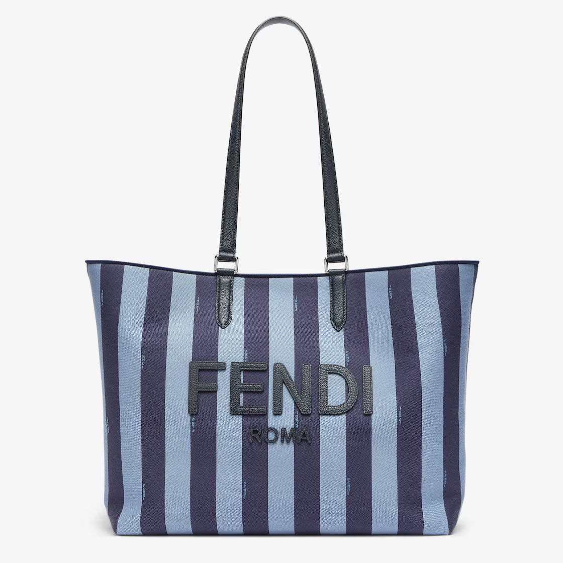 FENDI  BLUE PEQUIN JACQUARD SIGNATURE SHOPPER TOTE BAG