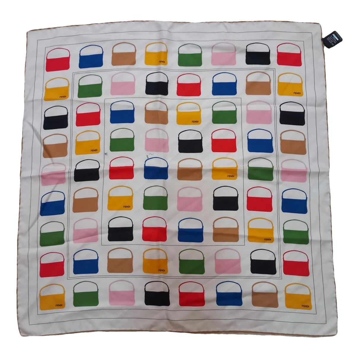 FENDI BAG PRINT SILK SCARF IN MULTICOLOR