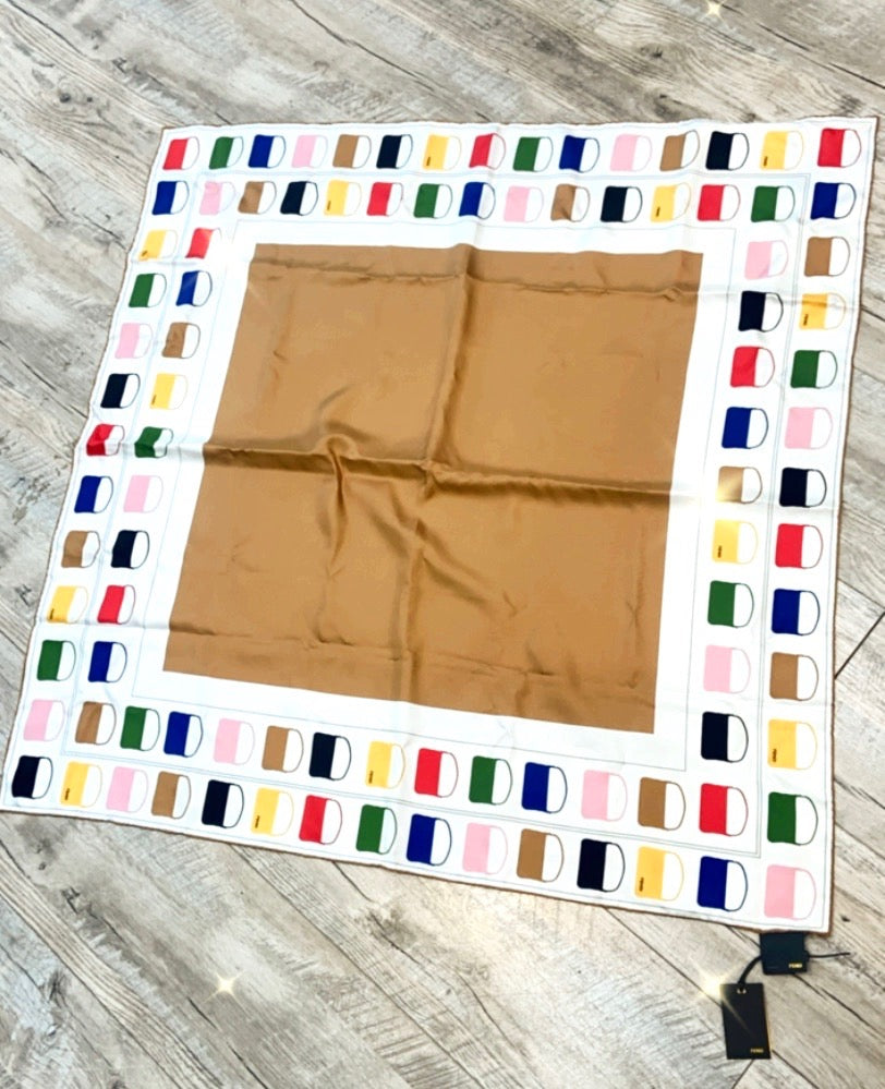 FENDI BAG PRINT SILK SCARF IN MULTICOLOR