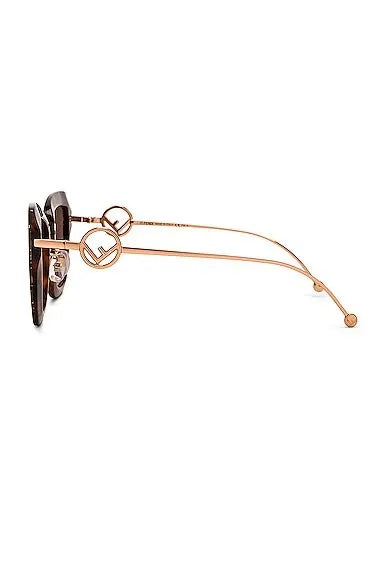 FENDI FF LOGO SQUARE CAT-EYE SUNGLASSES FF-0424/F/S HAVANA