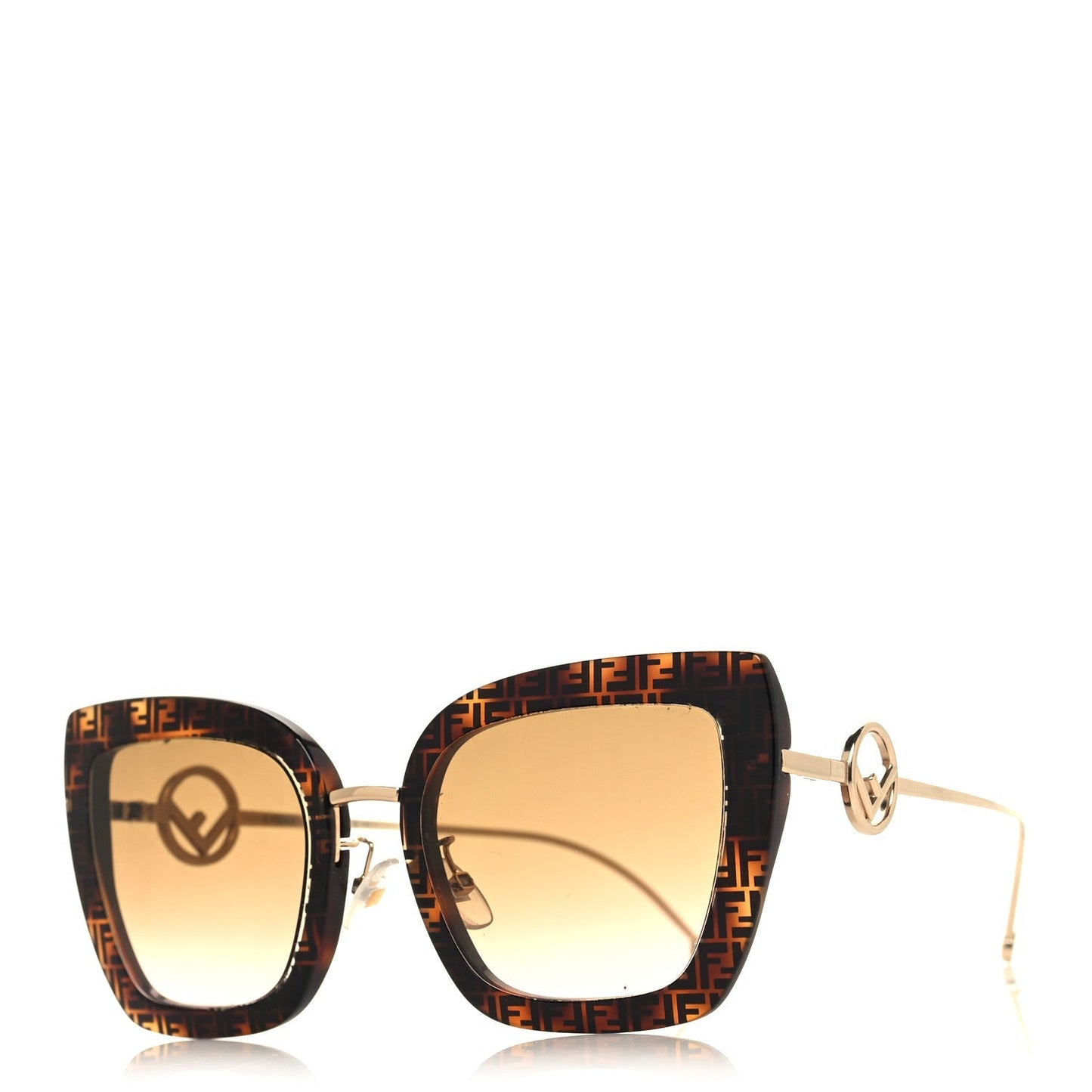 FENDI FF LOGO SQUARE CAT-EYE SUNGLASSES FF-0424/F/S HAVANA
