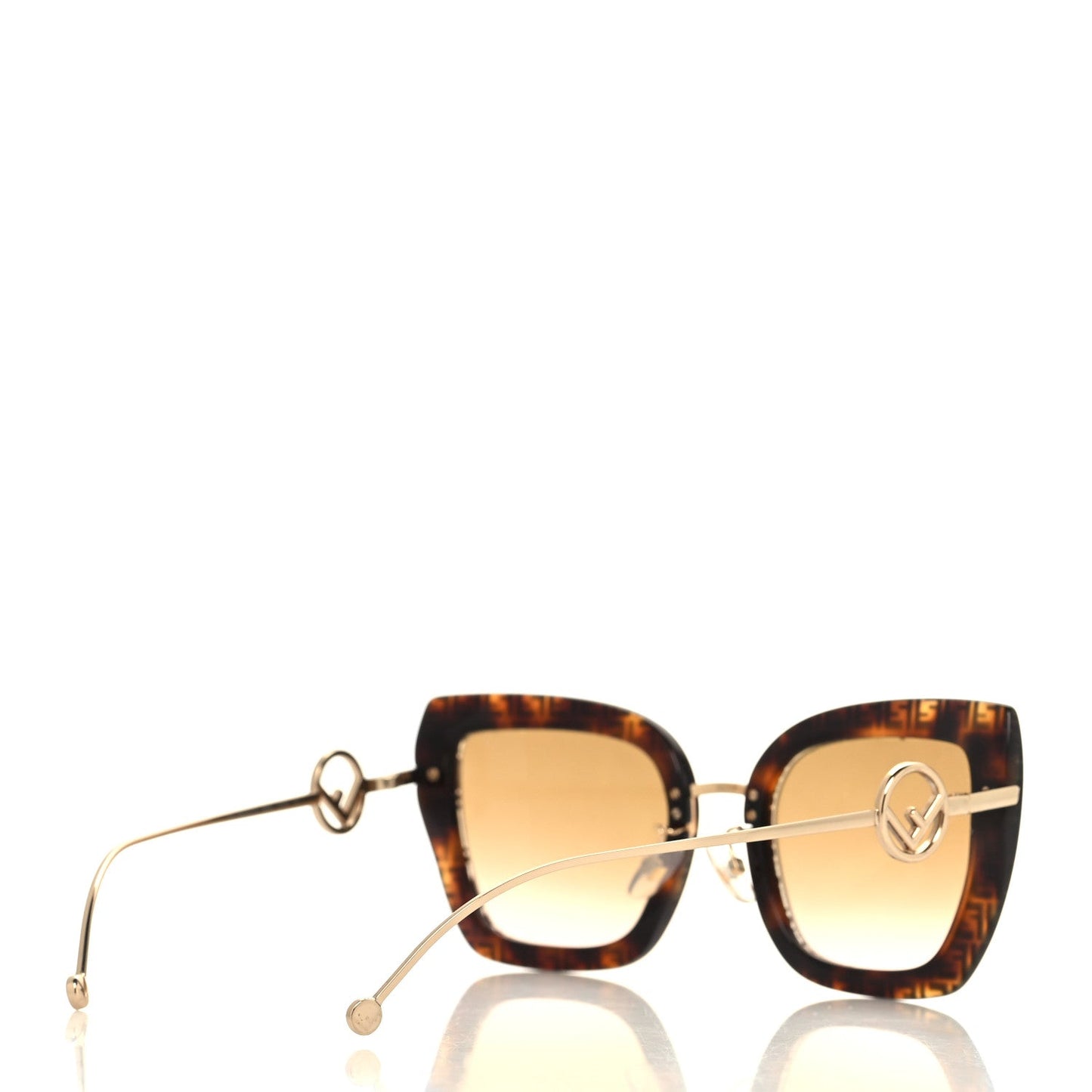FENDI FF LOGO SQUARE CAT-EYE SUNGLASSES FF-0424/F/S HAVANA