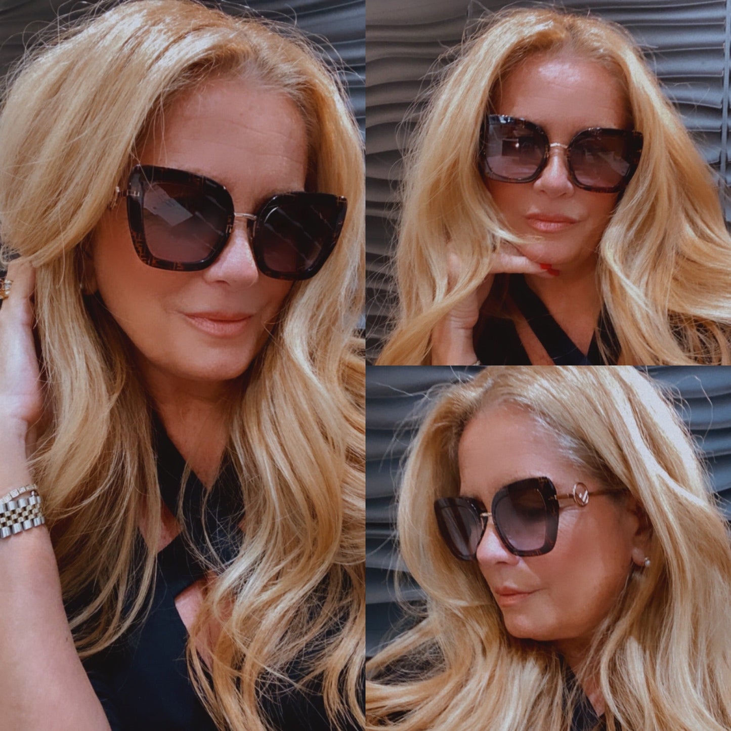 FENDI FF LOGO SQUARE CAT-EYE SUNGLASSES FF-0424/F/S HAVANA