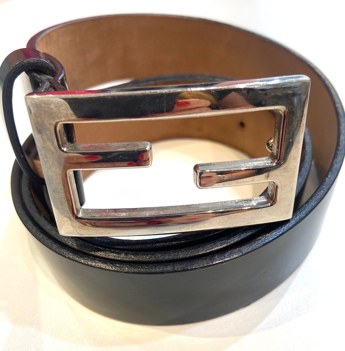 FENDI VINTAGE FF BUCKLE LEATHER BELT