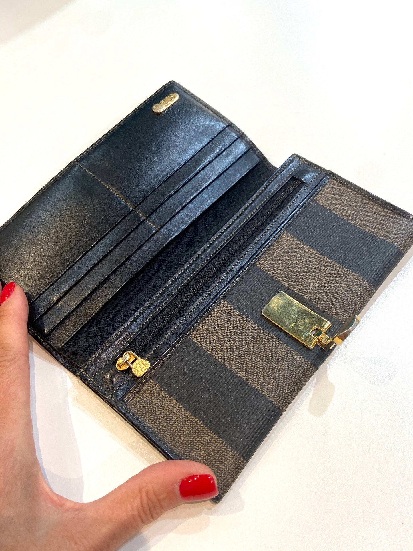 FENDI VINTAGE PEQUIN TRIFOLD LONG WALLET
