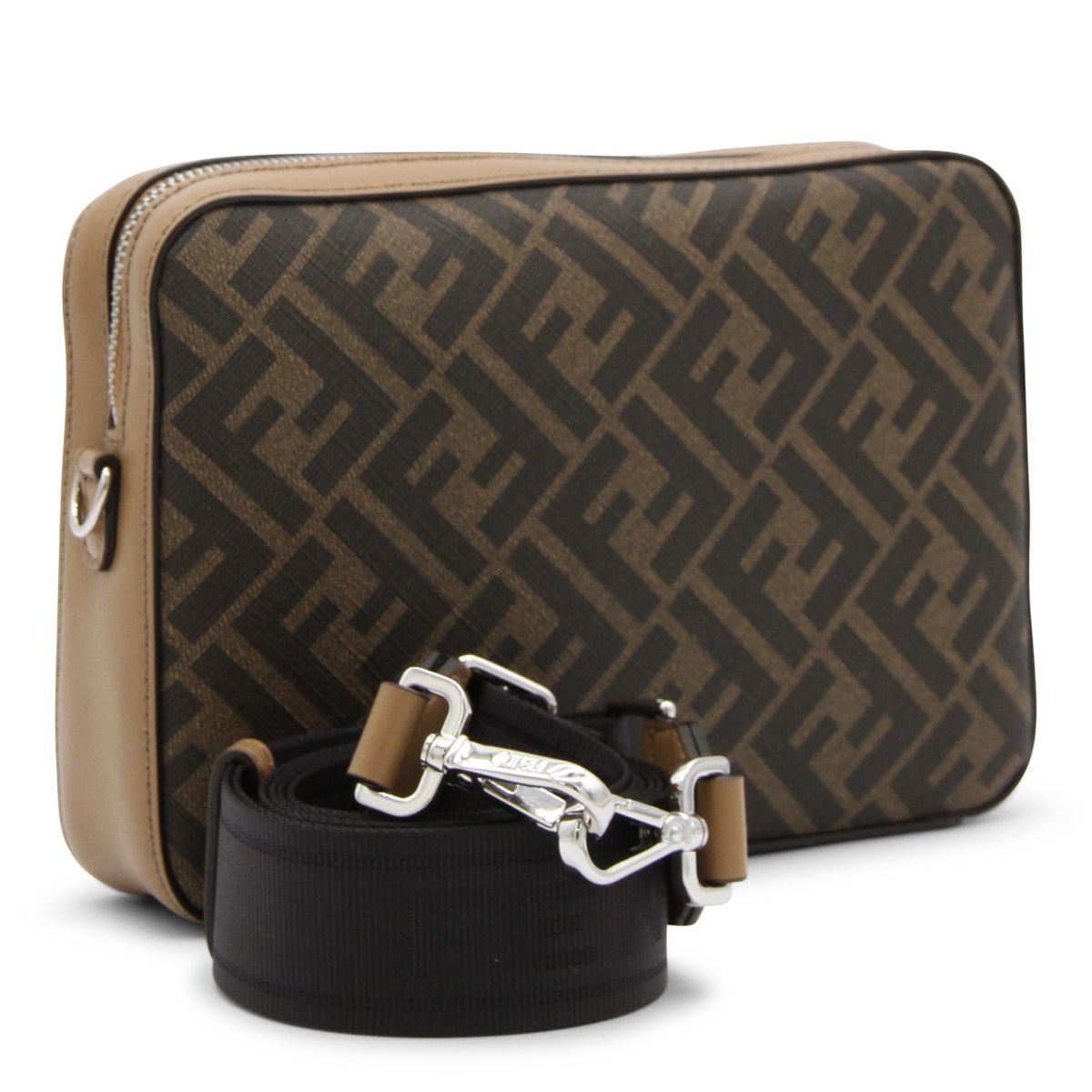 FENDI VITELLO FF 1974 DIAGONAL BI-COLOR CAMERA BAG